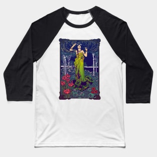 Art Nouveau Lady (green) Baseball T-Shirt